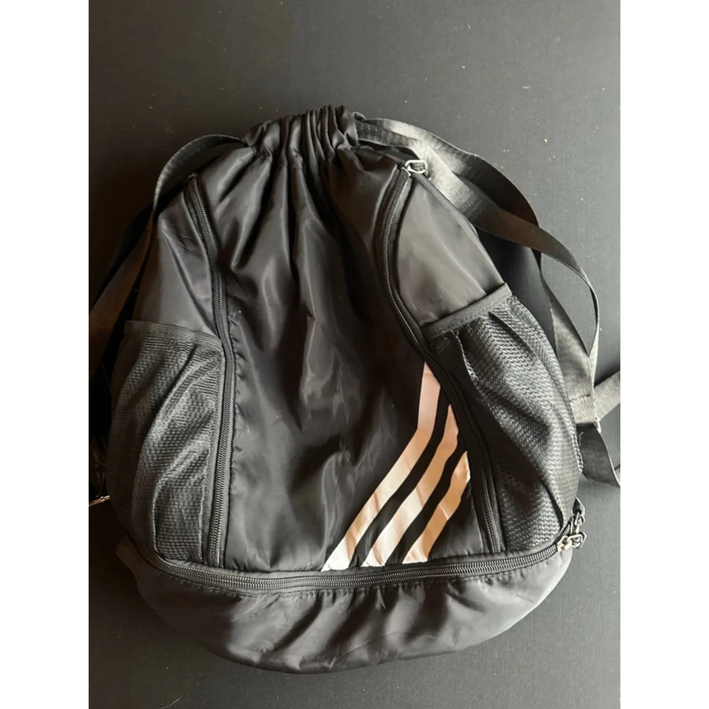 Basketball Black & White Drawstring Backpack - Picture 8 of 8